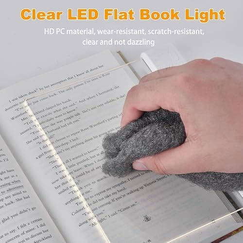 Book Light, Rechargeable Clear LED Flat Reading Light with 3 Colors & Timer, Dimmable Panel Plate Lamp Book Full Page Light for Reading in Bed at Night, Funny Gifts for Readers Kids Women Men (White) thumbnail 2