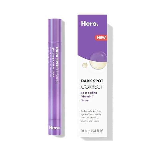 Hero Cosmetics Dark Spot Correct Spot-Fading 15% Vitamin C plus Hyaluronic Acid Serum. Improves the Look of Post Blemish Marks in 7 Days. Twist Applicator and Rollerball Tip for Easy Application. 10mL - Image 1