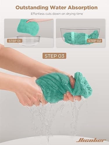 Hicober Microfiber Hair Towel, 3 Packs Hair Turbans for Wet Hair, Drying Hair Wrap Towels for Curly Hair Women Anti Frizz (Pink,Purple,Green) thumbnail 6