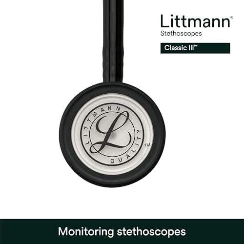 3M Littmann Classic III Monitoring Stethoscope, 5620, More Than 2X as Loud, Weighs Less, Stainless Steel Chestpiece, 27" Black Tube thumbnail 7