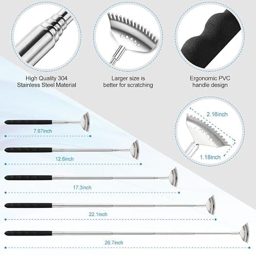 Yeipis 3 Pack Different Back Scratcher Metal Portable Telescoping with Rubber Handles, Extendable Back Massager Tool with Beautiful Box, Stocking Stuffers for Men Women Christmas Presents(Black) thumbnail 5