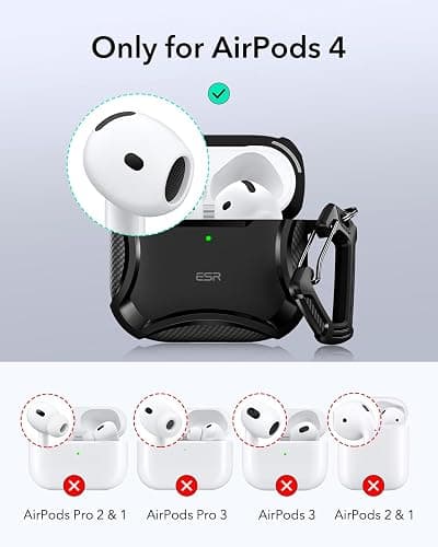 ESR for AirPods 4 Case, Compatible with AirPods 4th Generation Case (2024), Compatible with MagSafe, Powerful Drop Protection, Magnetic Lid, Cyber Series, Black thumbnail 2