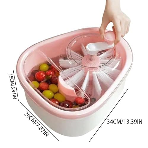 Fruit Cleaner Spinner, Large Fruit Washer Spinner, Fruits Cleaner Spinners with FruitWasher Spinners Bowl, Vegetable FruitSpinner Washers,Double Layer Design,for strawberry blueberries thumbnail 3