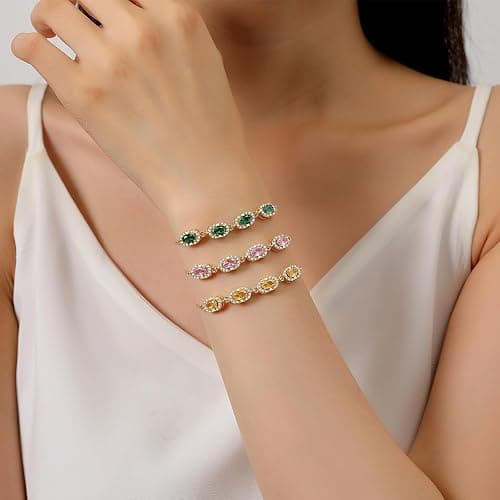 GexTyde Birthstone Bracelets for Women, Gold Trendy Dainty Link Bracelet Jewelry Birthday Christmas Day Gifts for Women Girlfriend Friend Her Mom Wife thumbnail 3