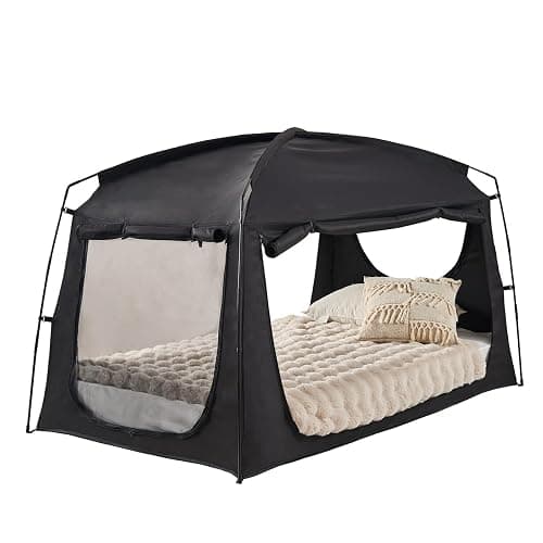 Privacy Sleep Indoor Bed Tent for Adults Kids, Portable Blackout 90% Canopy Tents with 3 Doors Breathable Mesh Windows - Image 1
