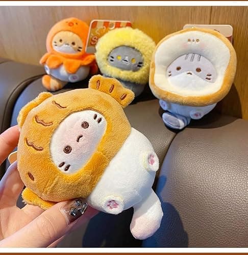 HSYHERE Men Women Creative Interesting Funny Cute Stylish Wearing Food Shrimp Bread Hat Soft Cat Keychain Key-ring Pendant thumbnail 4