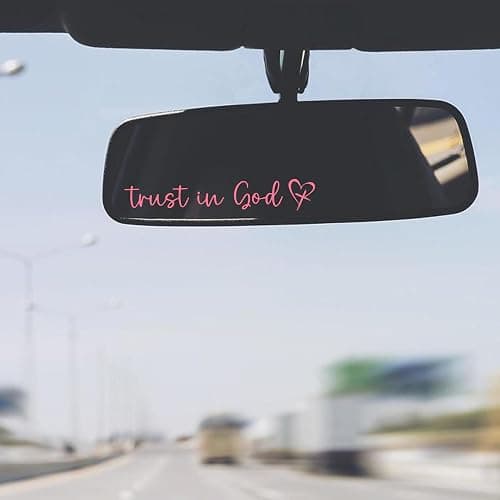 Miarita 3X Trust in God Rearview Mirror Decal, Vanity Mirror Stickers, Rear View Mirror Sticker, Car Mirror Stickers (Trust in God Pink) thumbnail 3