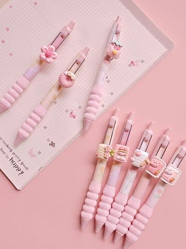 HUIRUAN 6 PCS Adorable rabbit Pens Novelty strawberry Pens Cartoon Retractable gel Pen Roller ball Black Ink For School Supplies Office Party (food) thumbnail 4