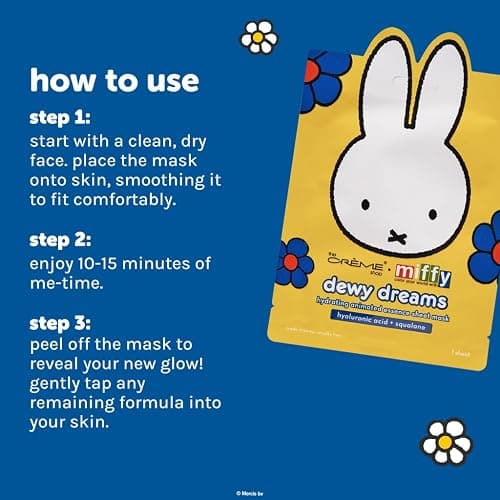 The Crème Shop x Miffy Dewy Dreams Hydrating Animated Essence Sheet Mask with Hyaluronic Acid & Squalane, Deep Moisture, K-Beauty, Cruelty-Free, Gentle Care for All Skin Types (Pack of 5) thumbnail 6