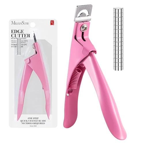MelodySusie Acrylic Nail Clippers with 15Pcs Magnets Tip Cutters for Fake Gel Nails Sharp Professional Manicure Pedicure with Length Measurement Trimmer Nail Care Tools (Pink) - Image 1