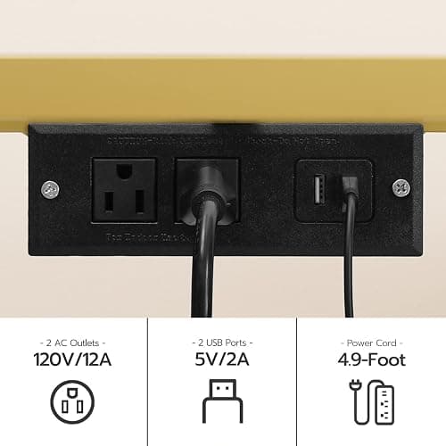 HOOBRO TV Stand with LED Lights and Power Outlets for TVs up to 65", Modern 55 Inch Tempered Glass TV Console Table with Open Shelves, Media Entertainment Center for Living Room, Gold GD145UDS01 thumbnail 5