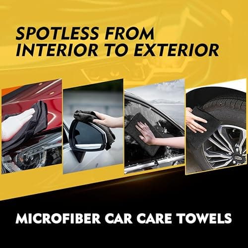 HOMEXCEL Black Microfiber Cleaning Cloth 6 Pack, 12.5 x 12.5 inch Microfiber Towels for Cars, Ultra Absorbent Car Washing Cloth, Lint Free Streak Free Cleaning Rags for Car, Kitchen, and Window thumbnail 6