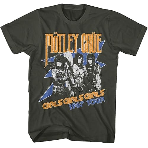 Motley Crue Rock Band Girls '87 Tour Mens Short Sleeve T Shirt 80s Vintage Style Graphic Tee - Image 1