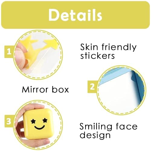 Starface Pimple Patches Sets, 64Pcs Star-Shaped Hydrocolloid Acne Patches for Face Suitable for Skin Care, Comes with 2 Smiley Face Mirror Box (Yellow & Blue) thumbnail 3
