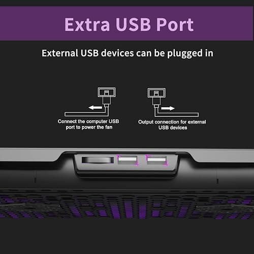 AICHESON Laptop Cooling Pad for 15.6 to 17.3 Inches PC Notebooks, 5 Fans Computer Cooler Stands with Purple Lights Desk Chiller Mat, S035 thumbnail 6
