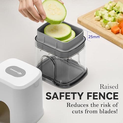 KEOUKE Multifunctional Vegetable Chopper White - 3 Interchangeable Blades Potato French Fry Cutter with Container & Storage Box Food Chopper Dicer for Cucumber, Tomato, Carrot, Onion thumbnail 3