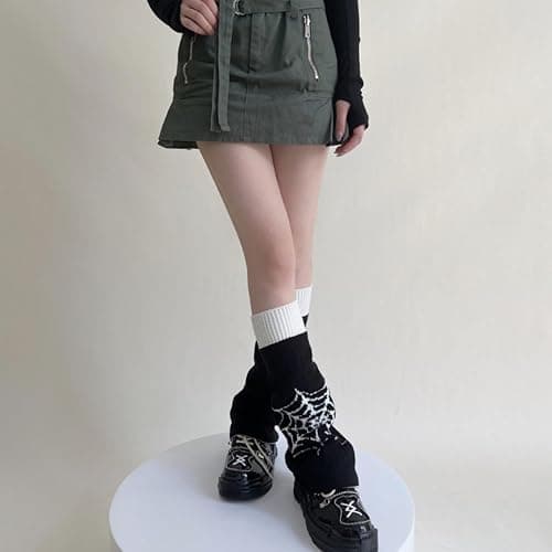 American Trends Leg Warmers Y2k Kawaii Black White Cute Leg Warmers Y2k Goth accessories for Women Girls 80s Party Sports thumbnail 2