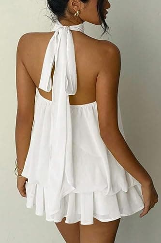 ELLEVEN Women's Backless Halter Mini Dress Summer Party Dress Sexy Outfits thumbnail 2