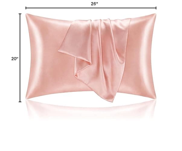 BEDELITE Satin Pillowcase for Hair and Skin, Super Soft and Cooling Similar to Silk Pillow Cases 2 Pack with Envelope Closure, Gift for Women Men(20"x26" Standard Size, Coral) thumbnail 4