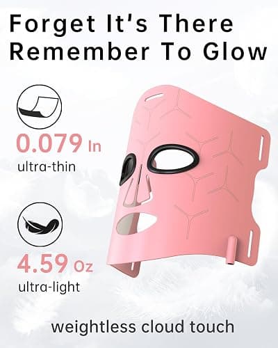 Infrared Red Light Therapy Mask: High Power for Glowing Skin – Ultra-Thin 1.8mm 4.6oz, 830nm 633nm 590nm, Rechargeable, Red light therapy for face Luxury Gift - Pink Windmill thumbnail 5