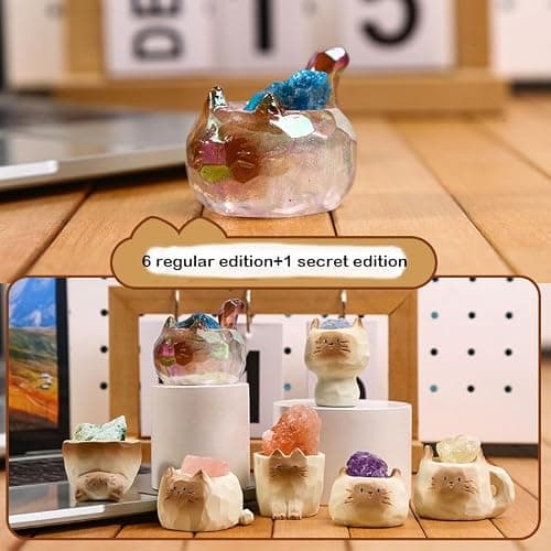 BONTOUJOUR Surprise Box Figures Diamond Crystal Cat Theme, Mystery Bag Random Design Action Figures Figurine Collectible Home Desk Car Decoration, Birthday Christmas New Year Gift, Single Box-1 Box thumbnail 4