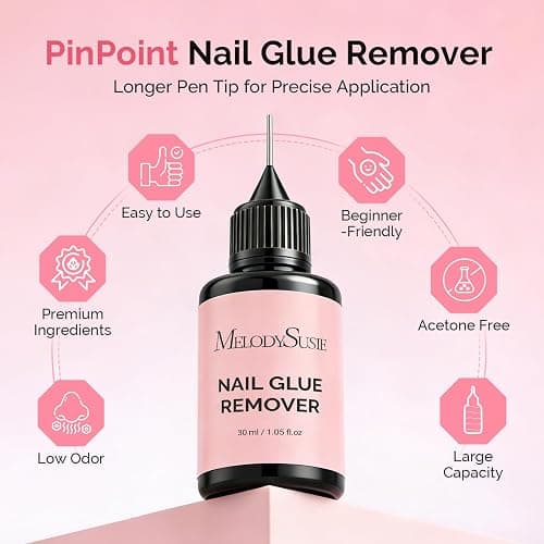 MelodySusie 30ML Nail Glue Remover for Press on Acetone Free Nail Polish Remover Multi-Functional Remover for Nails Tips Gentle Glue Remover for Home Salon thumbnail 5