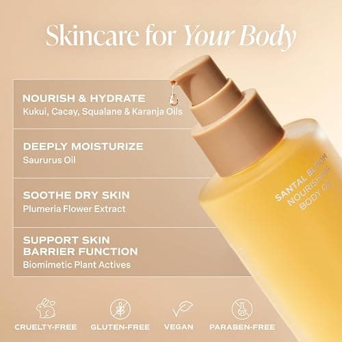 Saltair Body Oil. Luxurious Santal Bloom After Shower and Bath Oil Moisturizer for Women and Men. Botanical, Non-Greasy, and Well-Absorbing Lotion for Hydrating Dry Skin. 4oz Pump Bottle thumbnail 2