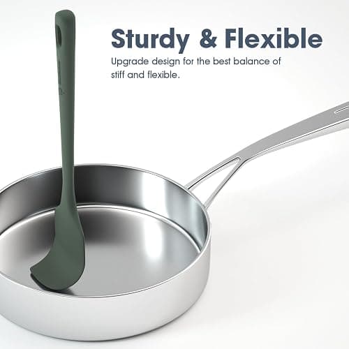 ChefAide 5 Pieces Silicone Spatula Set, Food Grade Rubber Spatula, Upgrade Strong Handle with Ergonomic Grip, Heat Resistant Up to 600°F for Nonstick Cookware, Cooking thumbnail 4
