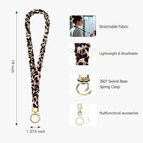Stretchy Lanyard for ID Badges,Teacher Lanyard for Keys, Cute Neck Lanyard for Women (Coffee-Colored Leopard Print) thumbnail 3