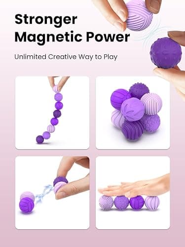 Magnetic Balls Fidget Toys for Adults&Teens,8Pcs Silicone Sensory Stress Relief Toys for Autism&ADHD, Quiet Executive Desk Fidget Magnetic Balls,Gift for Men&Women Gifts(Textured Balls · Purple) thumbnail 4