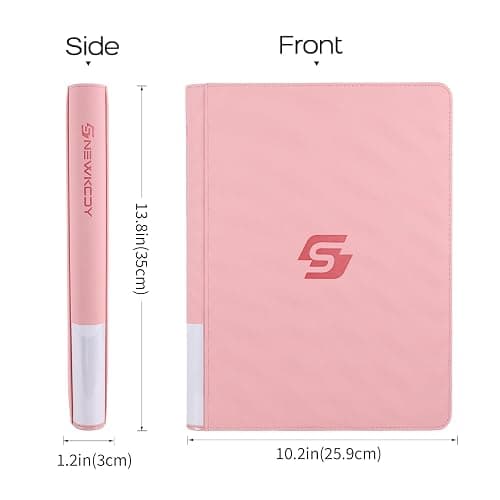 Snekdy premium 360-pocket trading card binder, 9-pocket cards album, waterproof PU-leather Cover with side loading, holds gaming, baseball, basketball & sports cards (Pink) thumbnail 3