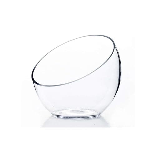 WGVI Clear Slant Cut Bowl Glass Vase, Glass Terrarium, Candy Dish, Glassware, Slant Open: 7". Height: 6" x 2.7". Base: 4" (1 Piece) - Image 1