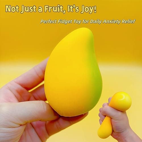 Gold Mango Squishy, Fast Rising Stress Relief Simulation Fruit, Anxiety Sensory Stress Squishy Hand Toys, Soft Squishy Stress Balls, Classroom Prizes, Calming Adults Fidget Toys thumbnail 3