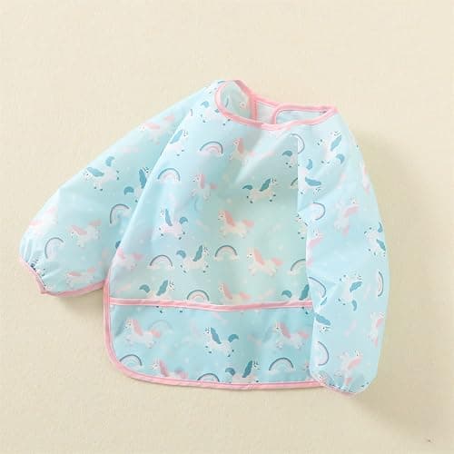 ElecMotive 3 Pack Long Sleeve Baby Bibs, Waterproof Sleeved Bib, Toddler Soft Bib for 6-30 Months thumbnail 5