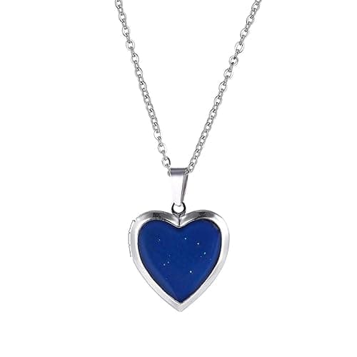 FM FM42 Temperature Sensing Color Changing Pendant Necklace with 19.29" Stainless Steel Rolo Chain - Heart Openable Locket thumbnail 2