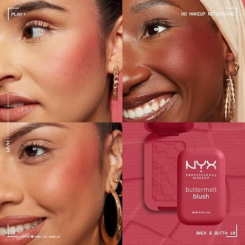 NYX PROFESSIONAL MAKEUP Buttermelt Powder Blush, Fade and Transfer-Resistant Blush, Up to 12HR Make Up Wear, Vegan Formula - Back And Butta thumbnail 6