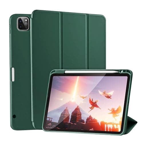 SIWENGDE Case for iPad Pro 11 Inch 4th/3rd/2nd Generation 2022/2021/2020 with Pencil Holder [Support iPad 2nd Pencil Charging] Slim Trifold Stand Smart Protective Cover, Auto Wake/Sleep(Dark Green) - Image 1