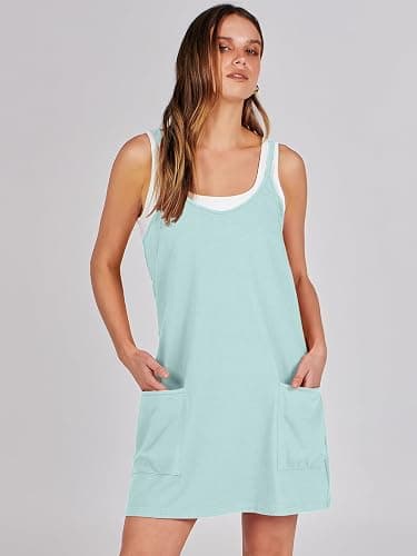 Caracilia Womens Summer Athletic Mini Dress Casual Sleeveless Built in Shapewear Romper Short Sundress Tennis Workout Outfits thumbnail 7