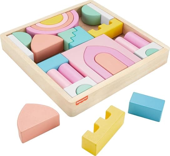 Fisher-Price Wood Toddler Toy Castle Block Set, 28 Wooden Pieces for Stacking Developmental Play Preschool Kids Ages 2+ Years thumbnail 6