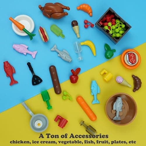 220pcs City Food Accessories Building Block, Friends-People Picnic Toys, Kitchen Restaurant Comida DIY Pieces, Fruit-Pizza-Cheese-Ice Cream-Turkey Parts, Money Bricks for Extra Set thumbnail 6