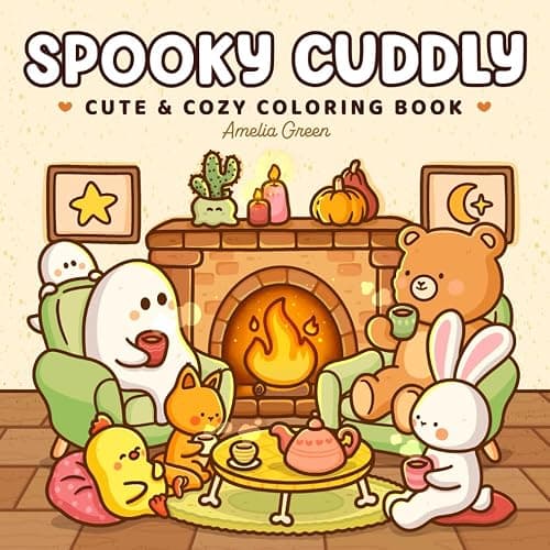 Spooky Cuddly: Cozy Coloring Book for Adults and Teens Featuring Adorable Animal Characters and Cute Ghosts for Relaxation - Image 1