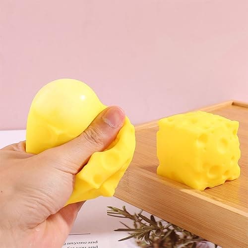 Cheese Squish, 2PCS Cheese Stress Balls Squish Toys, Calming Relaxation StressRelief Cube Slow-Rebound Squishys Cute Toy Soft Foam Toy For Men Women,5x5cm thumbnail 4