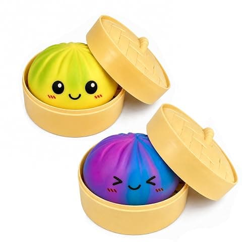 Tansix Blue and Yellow Dumpling Squishies New Mystery Squishies Dumpling with Box Stress Relief Balls Sensory Toys Desk Squeeze Toys Gift(2PC) - Image 1