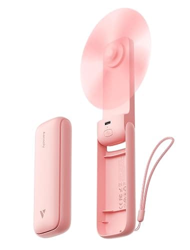 Aecooly Slim Handheld Fan, Mini Thin Portable Fan, Small Rechargeable Pocket [24H Max Cooling Time], Battery Powered Foldable Personal for Travel, Summer, Gifts for Women, Girls -Pink - Image 1