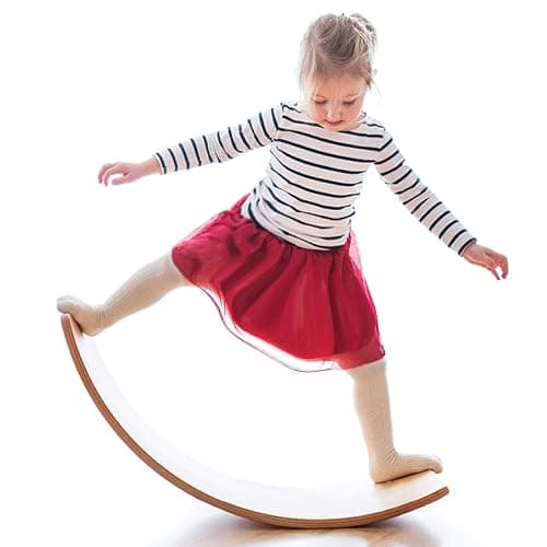 Gentle Monster Wooden Wobble Balance Board, 35 Inch Rocker Board Natural Wood, Kids Toddler Open Ended Learning Toy, Yoga Curvy Board for Office & Classroom Adult - Natural - Image 1