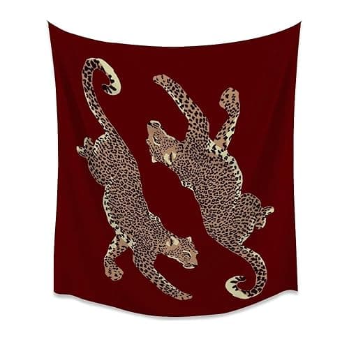 Trendy Red Leopard Tapestry Wall Hanging Preppy Girly Aesthetic Art Print Funky Y2k Leopard Cheetah Tapestries Wall Decor for Bedroom Dorm Apartment 30x40inch - Image 1