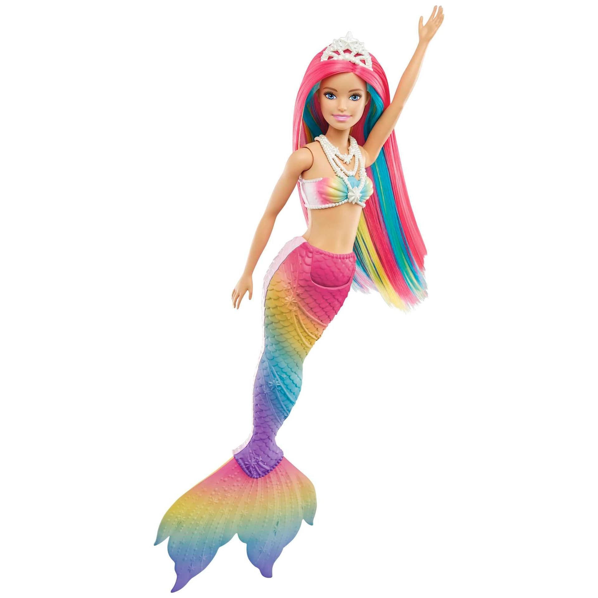 Barbie Dreamtopia Magic Rainbow Mermaid Doll with Rainbow Hair Changing Colour to Water Gift for Kids 3-7 Years GTF89 thumbnail 5