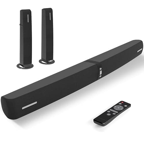 Assistrust Sound Bar for Smart TV,90W Soundbar with Bluetooth/ARC/Optical/AUX Connect, Auto Volume Boost, 3 Customizable Equalizer Modes, 2 in 1 Detachable Soundbar for TV/PC/Gaming/Projectors - Black - Image 1