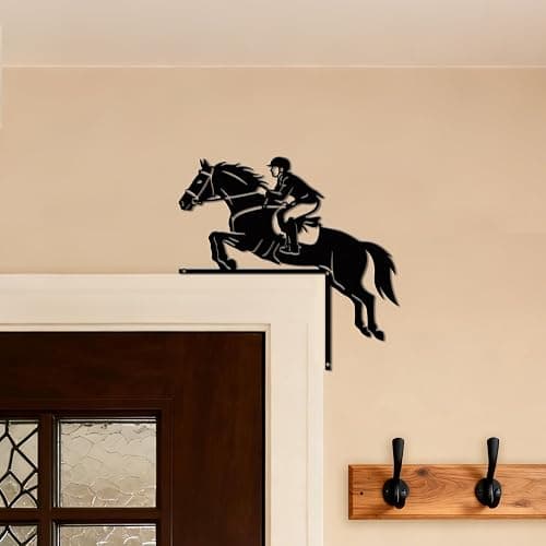 CUTHOLLOW Equestrian Rider Door Topper Sign Metal Wall Art Decor | 9.8"x9.8" Double-Sided Metal Hanging Sign Door Frame Decor, Door Corner Accent Room Entryway & Home Housewarming Decoration thumbnail 4