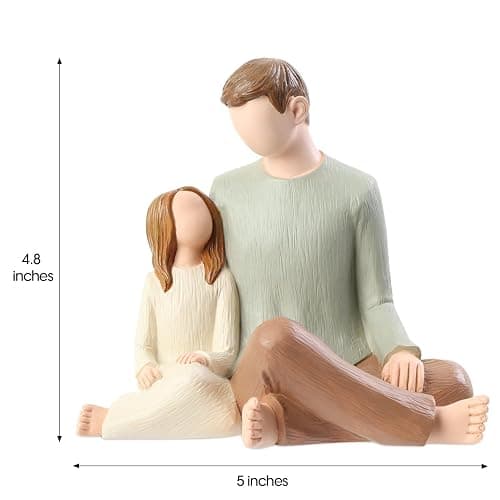 Hensonever Father and Daughter Figurines, Dad Daughter Statues, Sculpted Hand-Painted Figures Gifts for Father’s Day Anniversary Birthday thumbnail 3